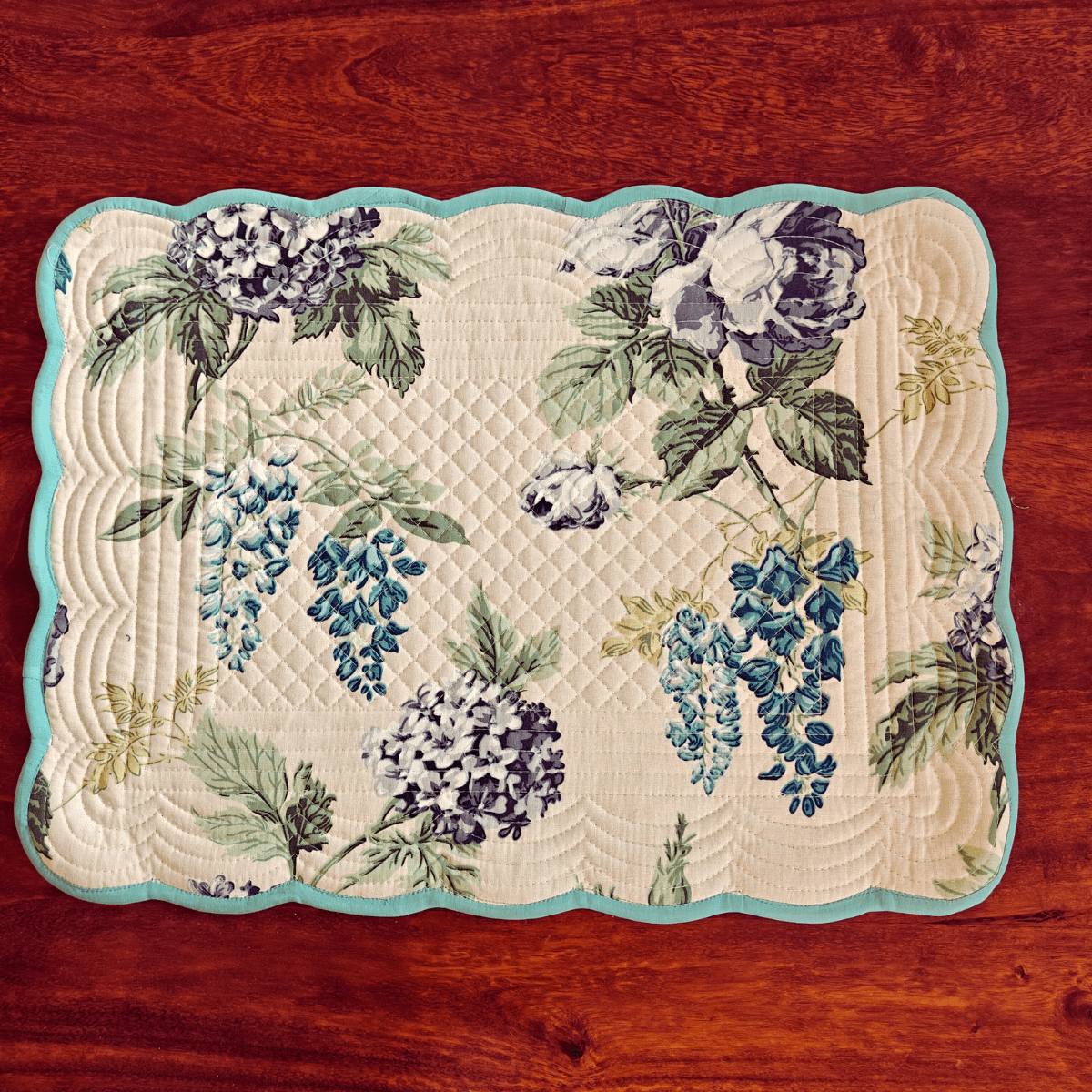 Bloom Mirage Quilted Reversible Placemats – 100% Cotton – Set of 6 - Coral Slub - 