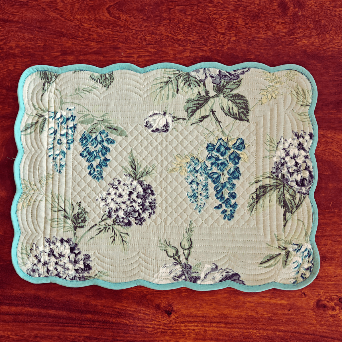 Bloom Mirage Quilted Reversible Placemats – 100% Cotton – Set of 6 - Coral Slub - 