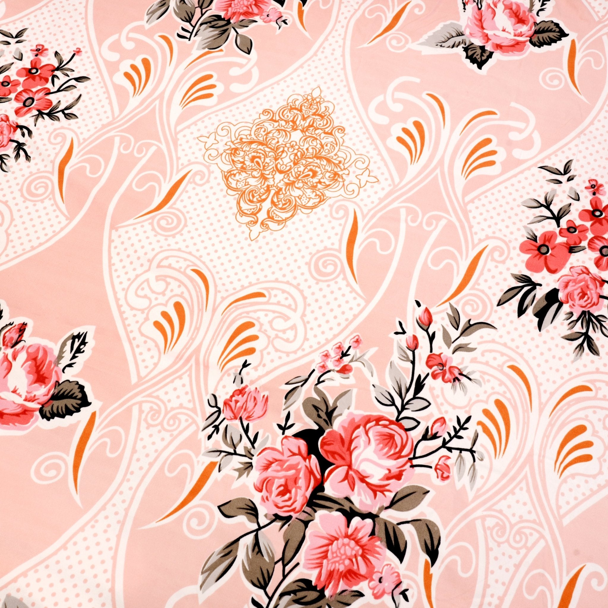 Blossom Harmony Double Bed Sheet Set, 90" x 100" - Coral Slub - 