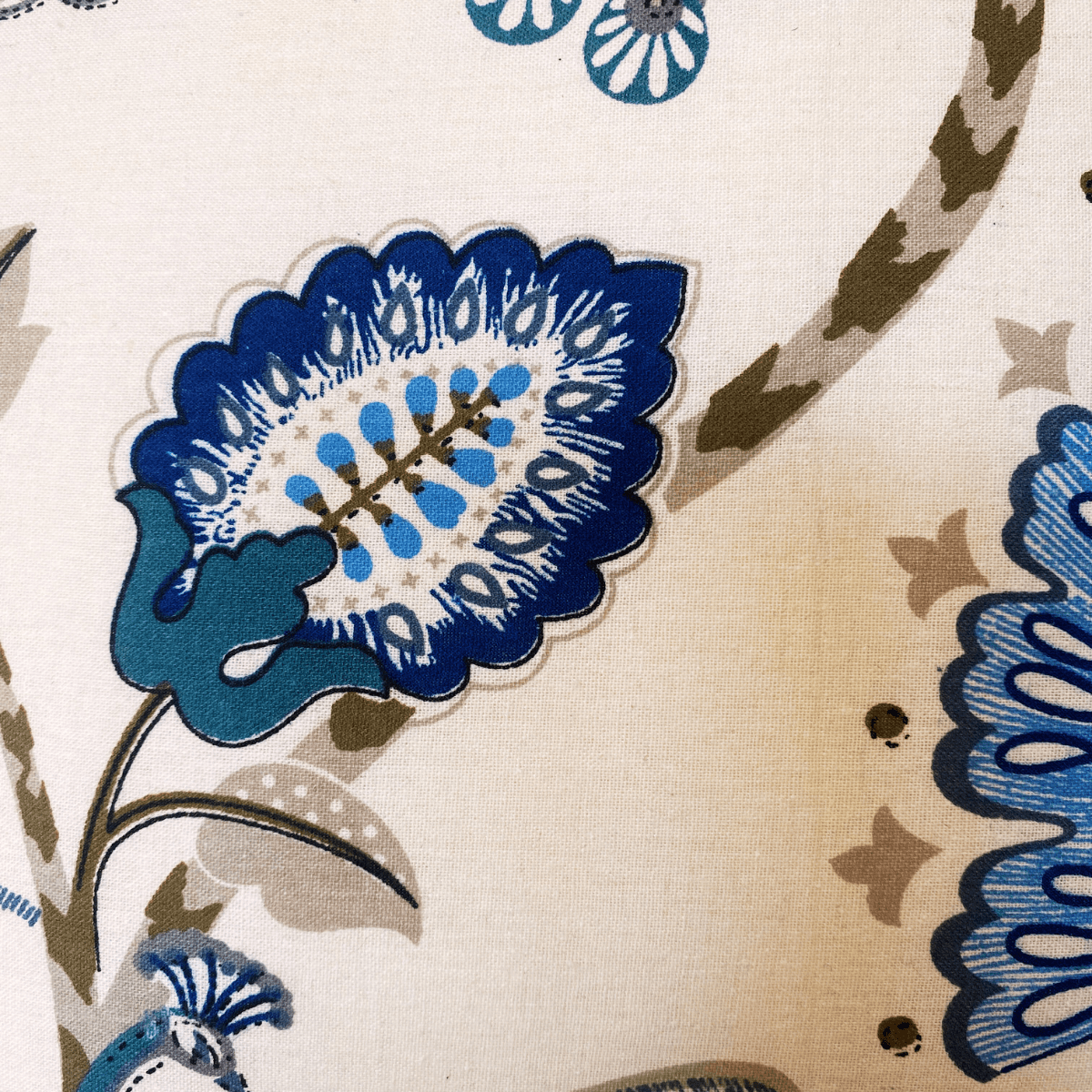 Blue Bloom Cushion Cover, 16" x 16", Pack of 2 - Coral Slub - 