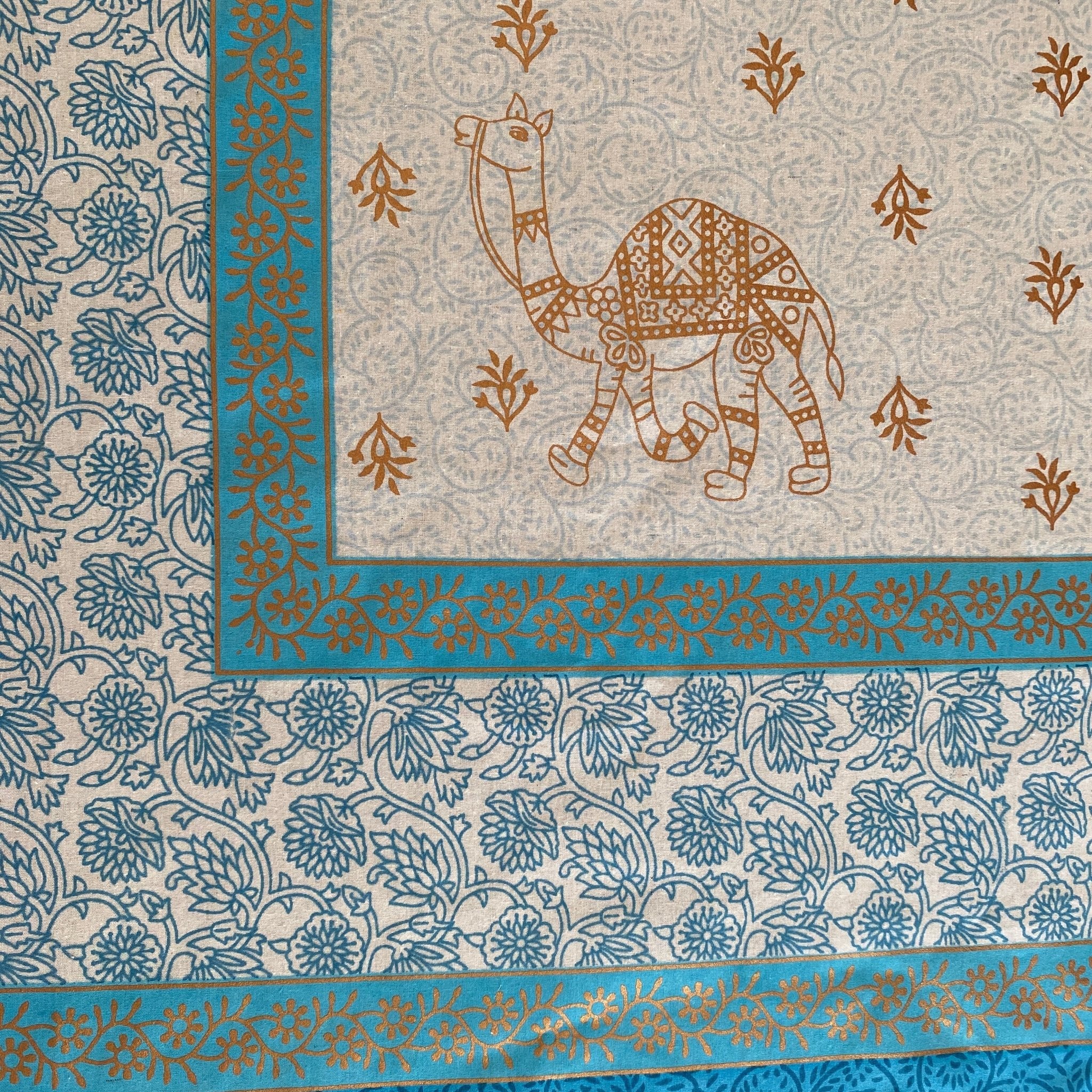 Blue Cypress 6 Seater Dining Table Cover, 100% Cotton, 60" x 90" - Coral Slub - 