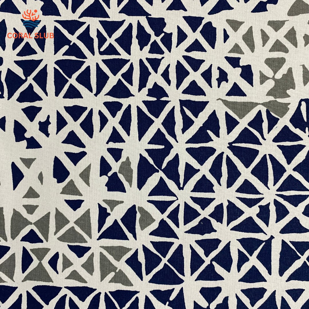 Blue Kaleidoscope Cotton Placemats, 12" x 18", Set of 2 - Coral Slub - 