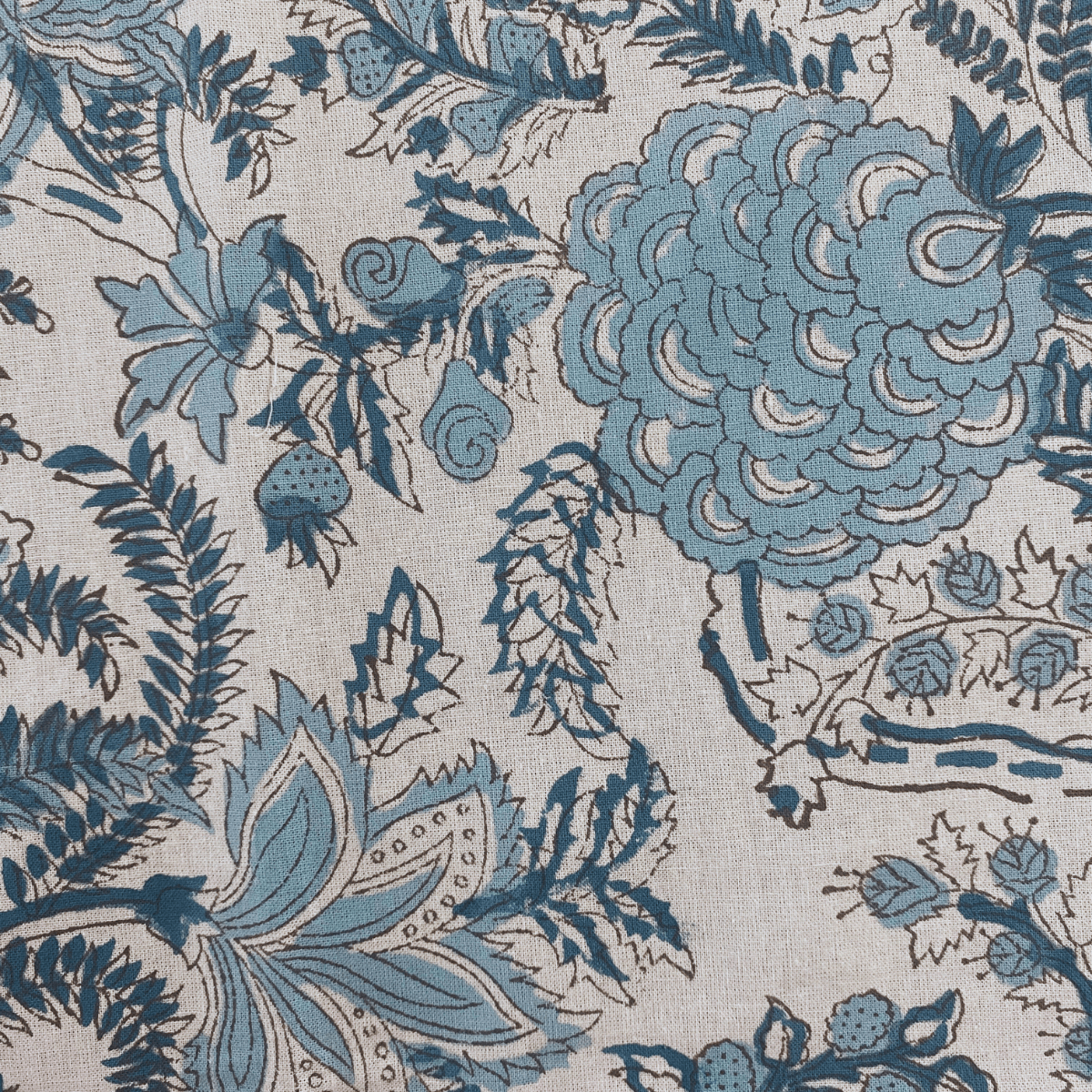 Blue Poppy 6 Seater Dining Table Cover, 100% Cotton, 60" x 90" - Coral Slub - 