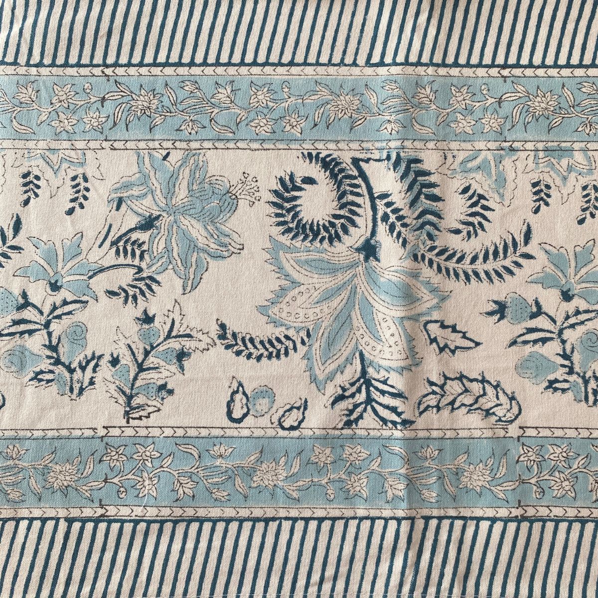 Blue Poppy Table Runner, 100% cotton, 13" x 72" - Coral Slub - 