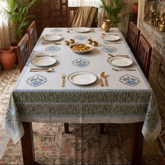 Chandni 6 Seater Dining Table Cover, 100% Cotton, 60" x 90"