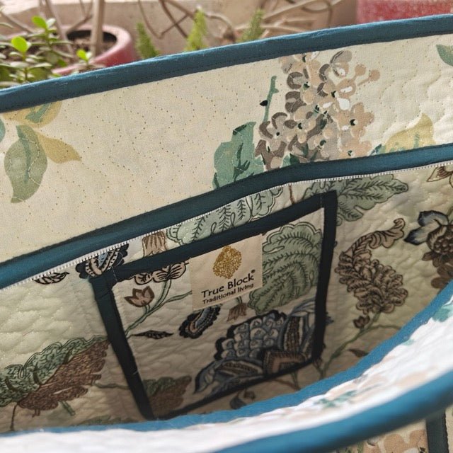 Blushing Fern Botanic Print Tote Bag - Coral Slub - 