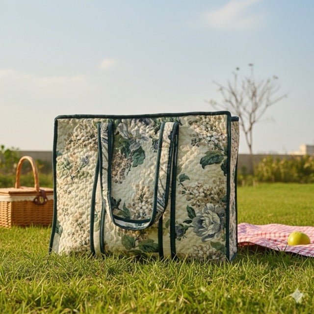 Blushing Fern Botanic Print Tote Bag - Coral Slub - 