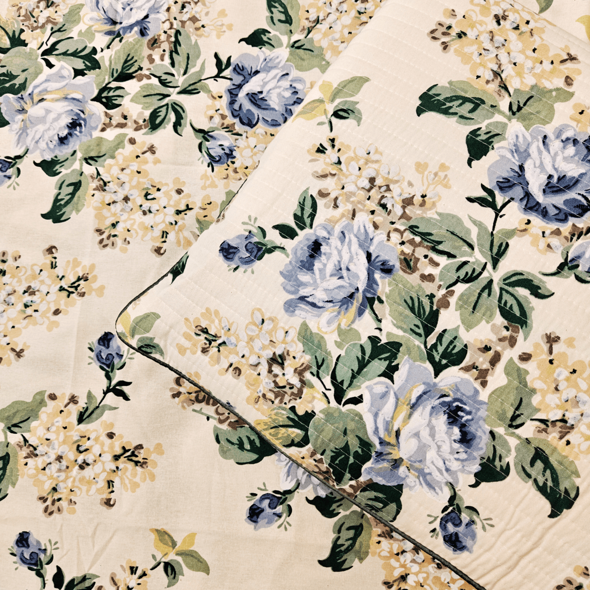 Blushing Fern King Size Bedsheet Set (108" x 108") – 100% Cotton, Quilted Pillow Covers - Coral Slub - 