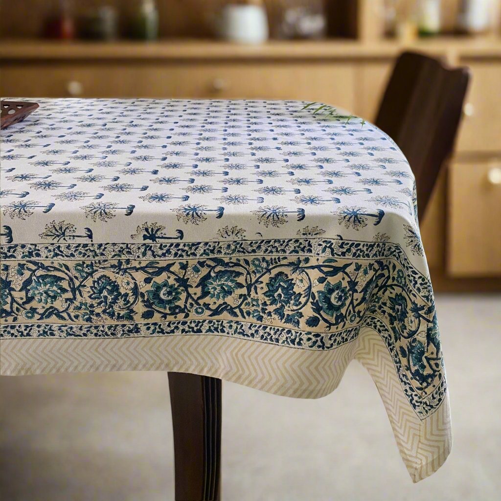 Boota 6 Seater Dining Table Cover, 100% Cotton Canvas, 60