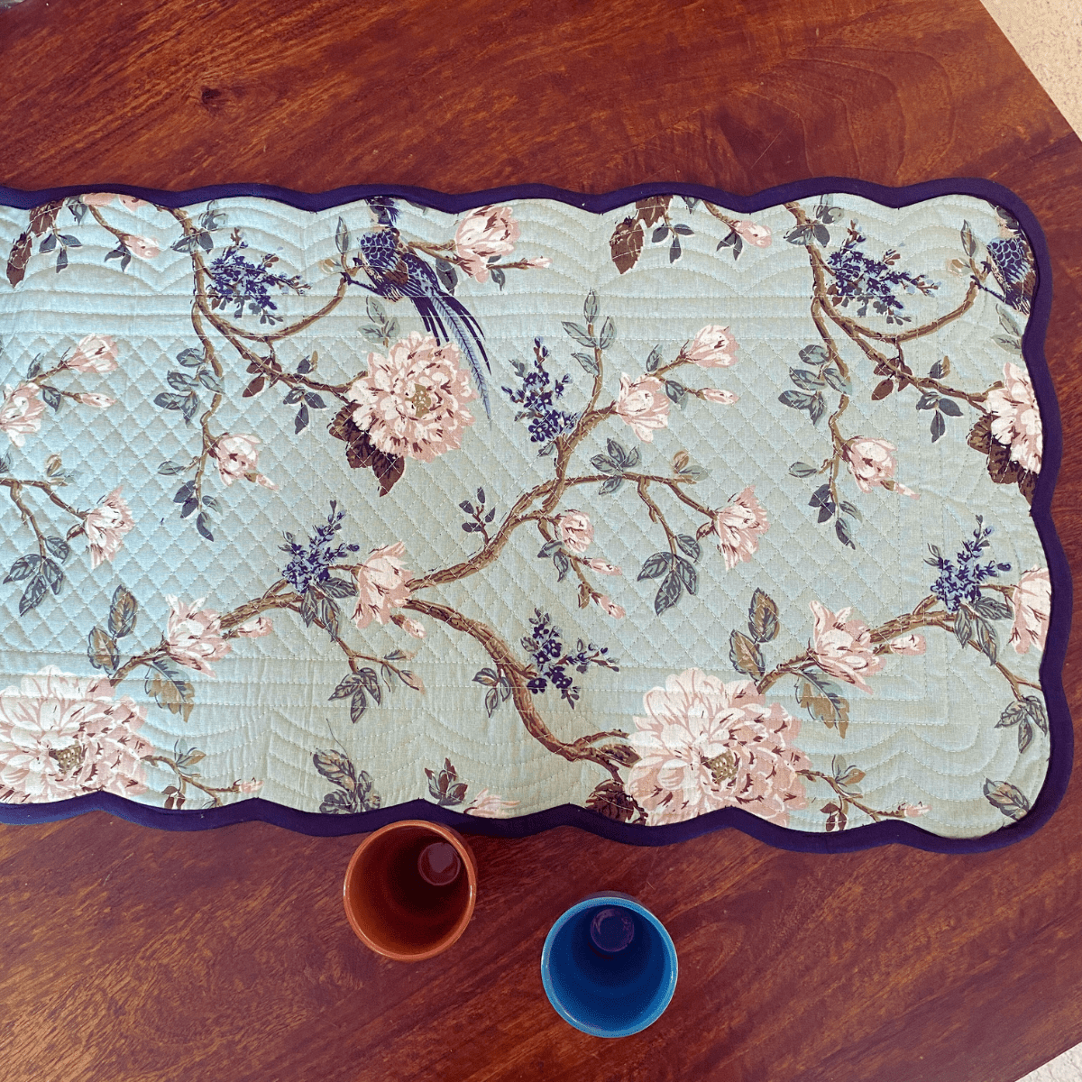 Botanic Bliss Reversible Table Runner, 100% cotton, 15" x 72" - Coral Slub - 