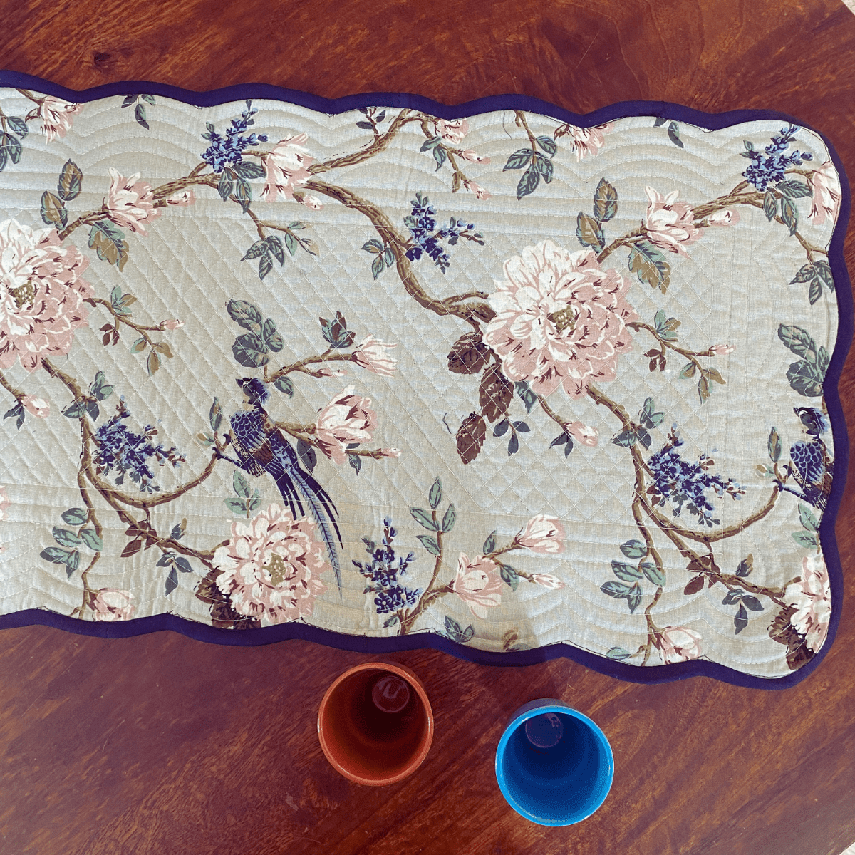 Botanic Bliss Reversible Table Runner, 100% cotton, 15" x 72" - Coral Slub - 