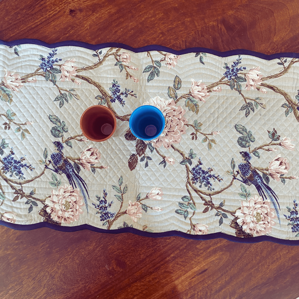 Botanic Bliss Reversible Table Runner, 100% cotton, 15" x 72" - Coral Slub - 