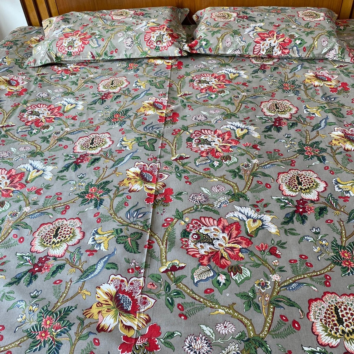 Botanica Bedsheet Set 100% Cotton, King Size, 100" x 108" - Coral Slub - 