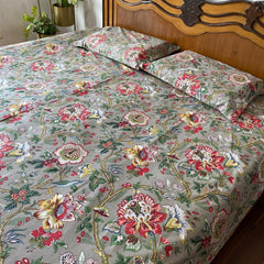 Botanica Bedsheet Set 100% Cotton, King Size, 100" x 108" - Coral Slub - 