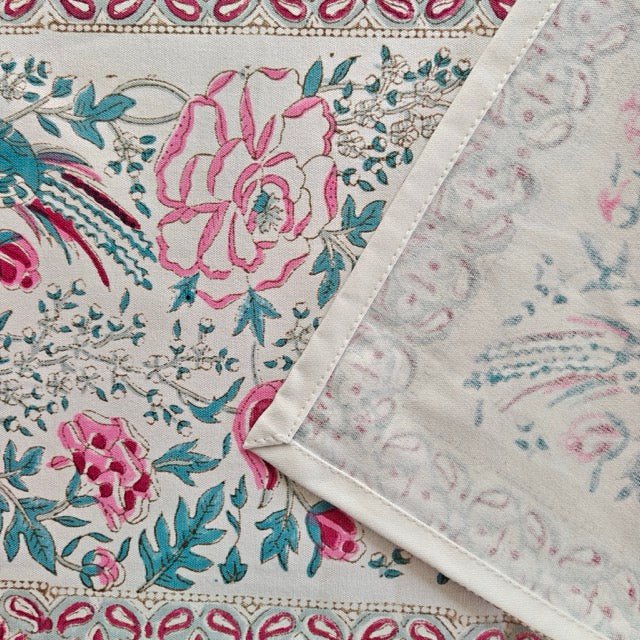 Bulbul Block Print Runner - Coral Slub -