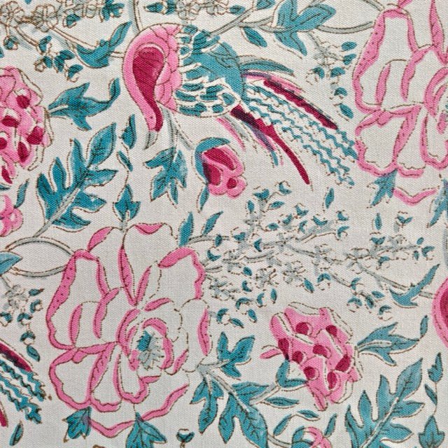 Bulbul Block Print Runner - Coral Slub -