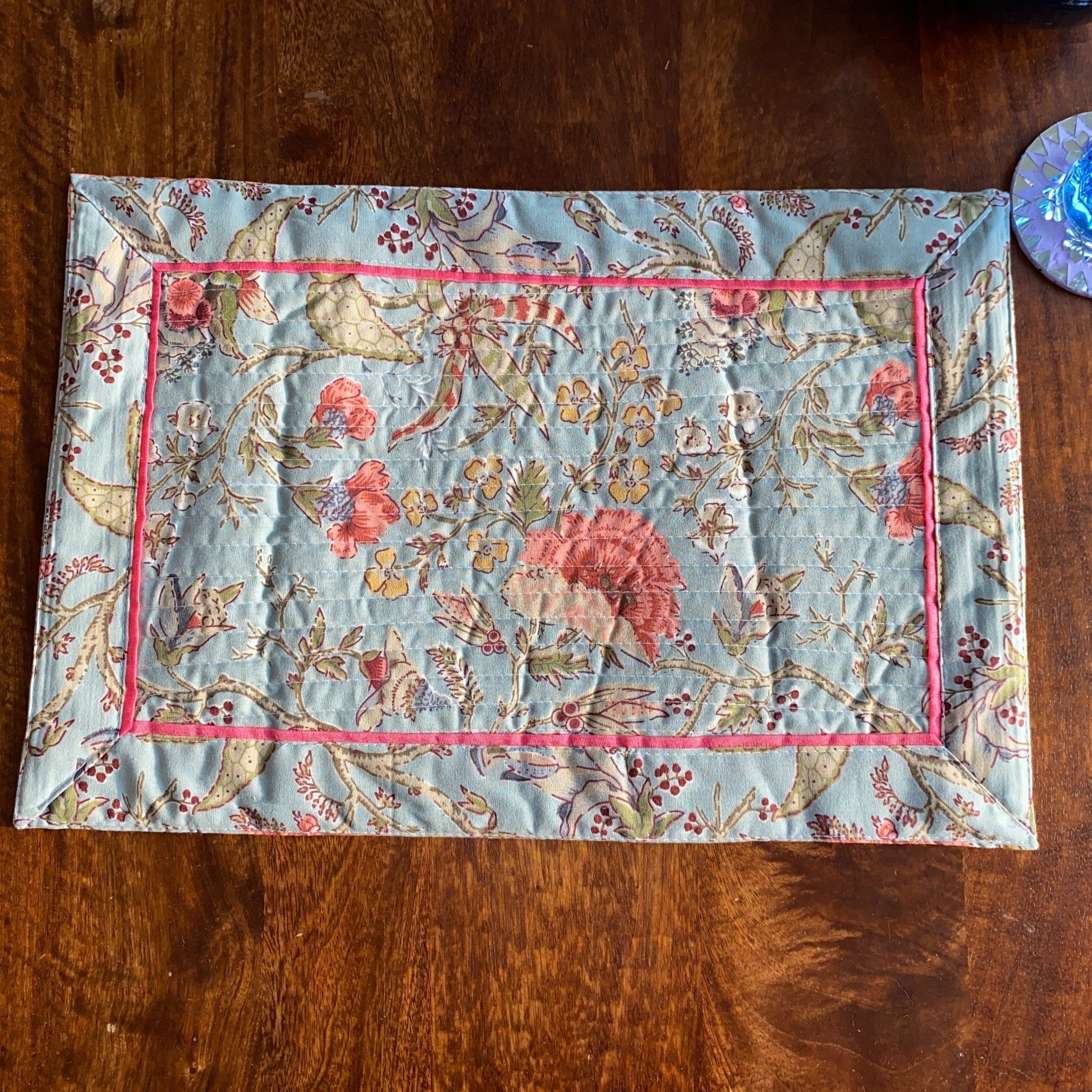 Bumblebee Cotton Placemats, 13" x 19", Set of 2 - Coral Slub - 