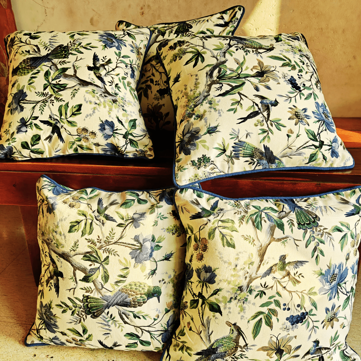 Canopy Printed Cushion Covers, 16" x 16", Pack of 5 - Coral Slub - 