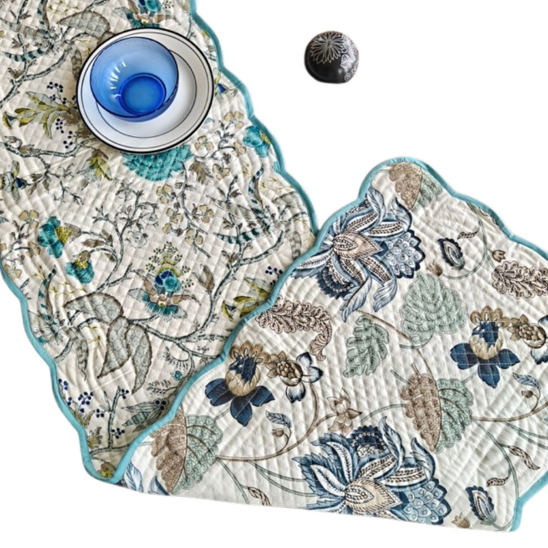 Blue reversible table runner