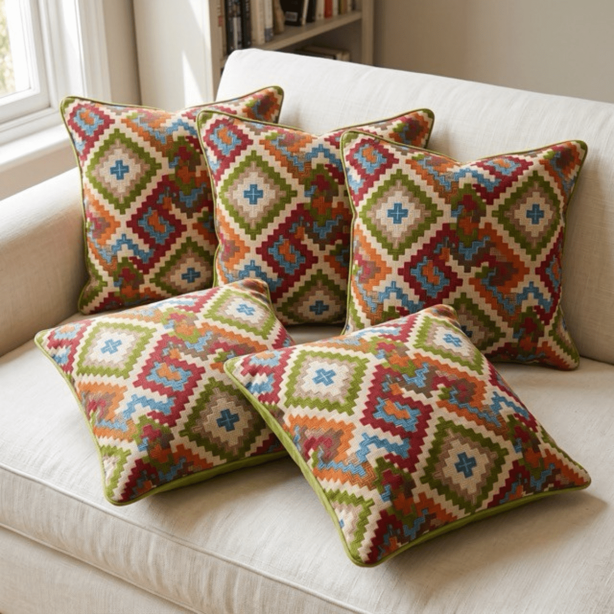 Canyon Cushion Covers, Pack of 5 - Coral Slub -