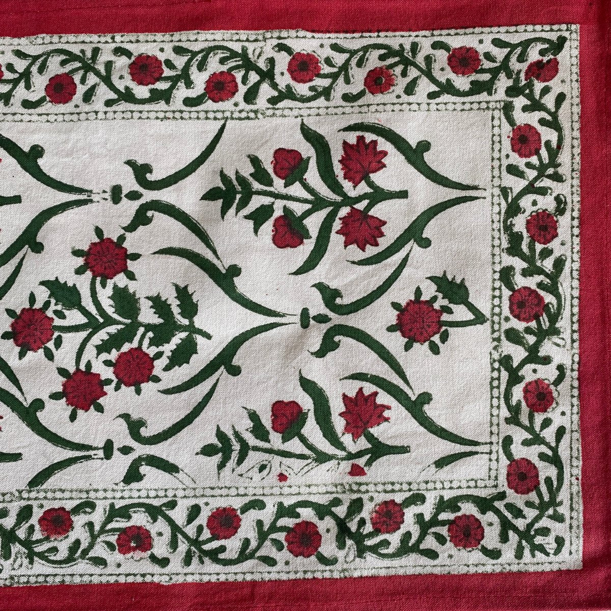 Carnation Table Runner, 100% cotton, 12" x 70" - Coral Slub - 