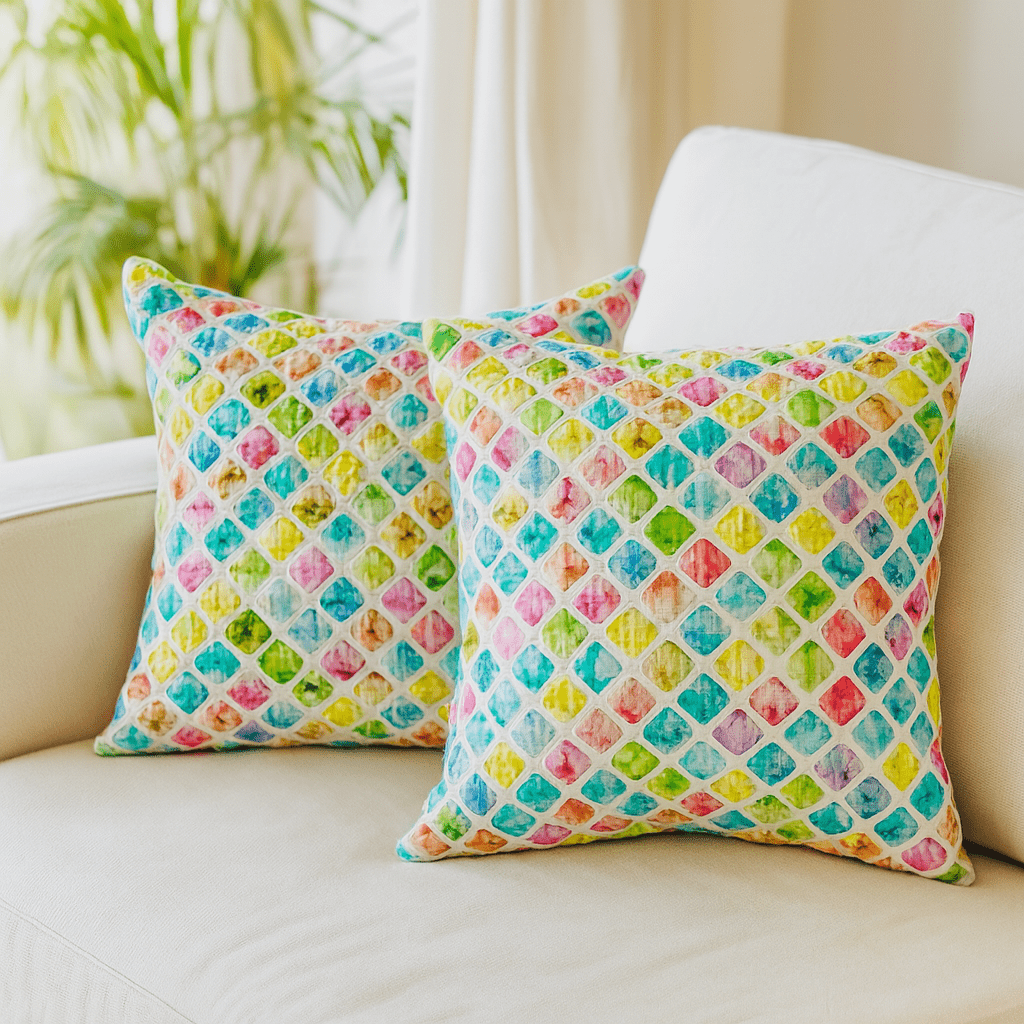 Carnival Cushion Covers, 16" x 16", Pack of 2 - Coral Slub - 