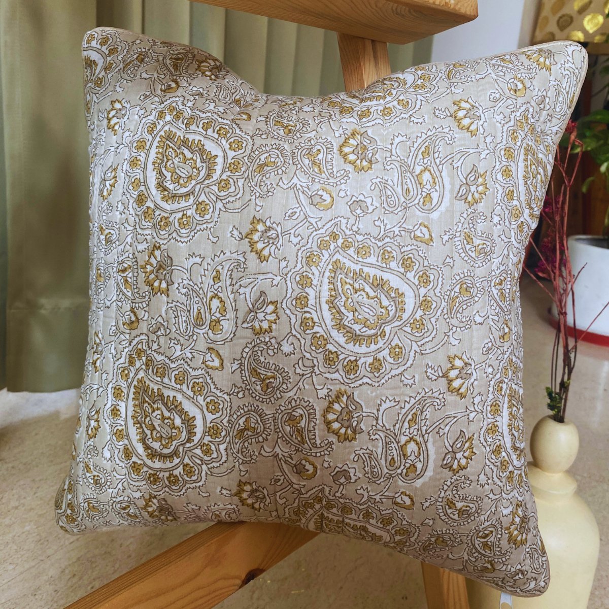 Cedar Quilted Cushion Covers, pack of 5, 16" x 16" - Coral Slub - 