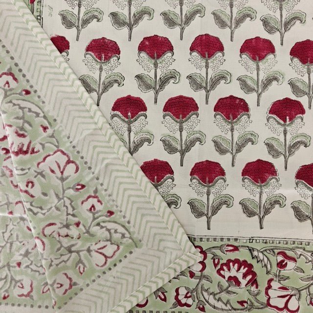 Chameli 6 Seater Dining Table Cover, 100% Cotton, 60" x 90" - Coral Slub -