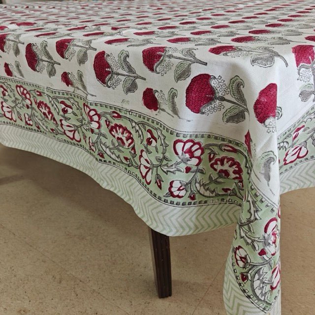 Chameli 6 Seater Dining Table Cover, 100% Cotton, 60" x 90" - Coral Slub -