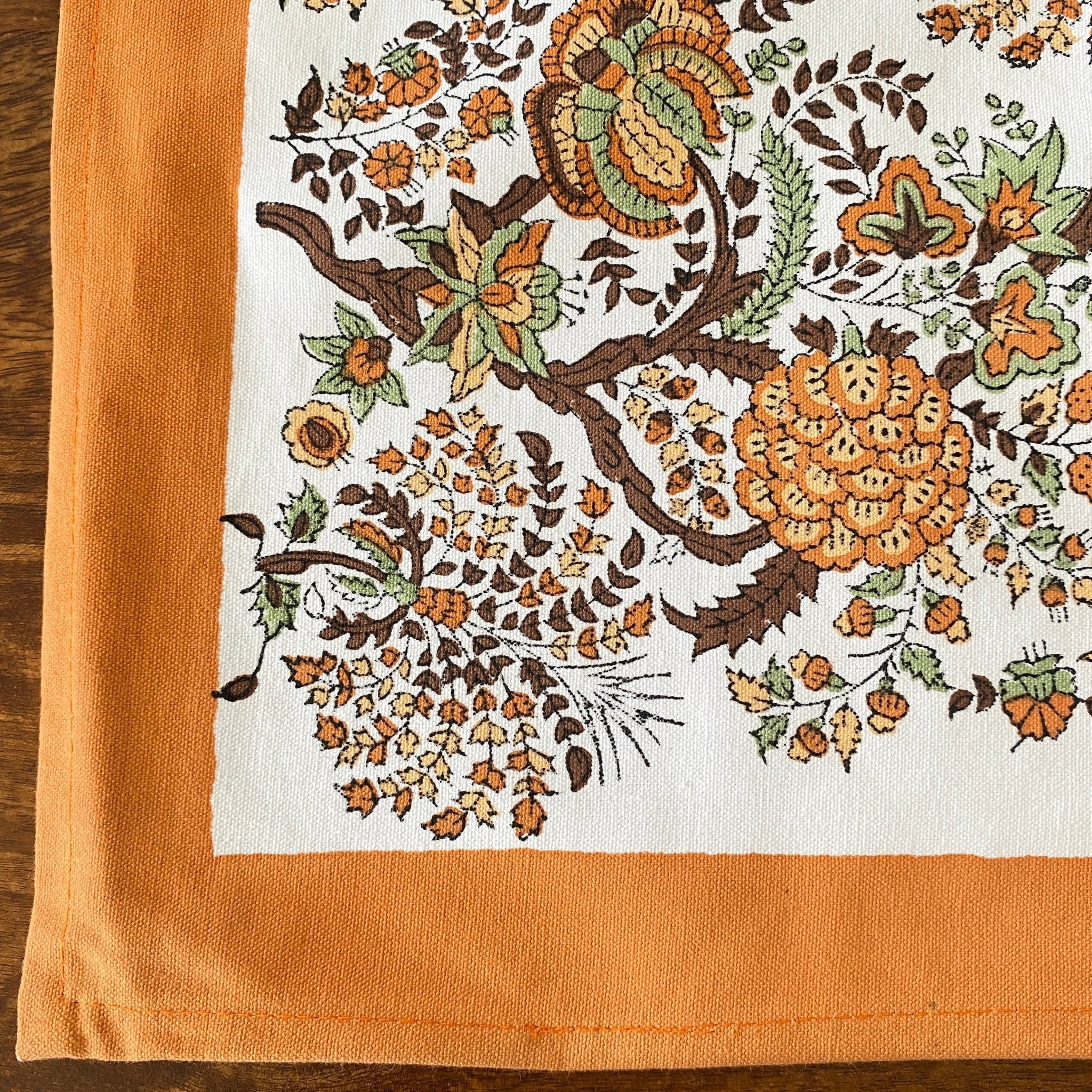 Champa Hand Block Print Placemats, 12" x 18", Set of 6 - Coral Slub - 