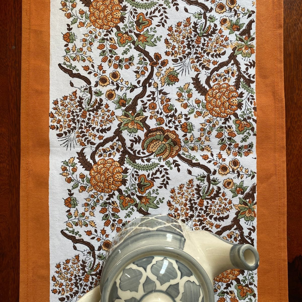 Champa Table Runner, 100% cotton, 13" x 72" - Coral Slub - 