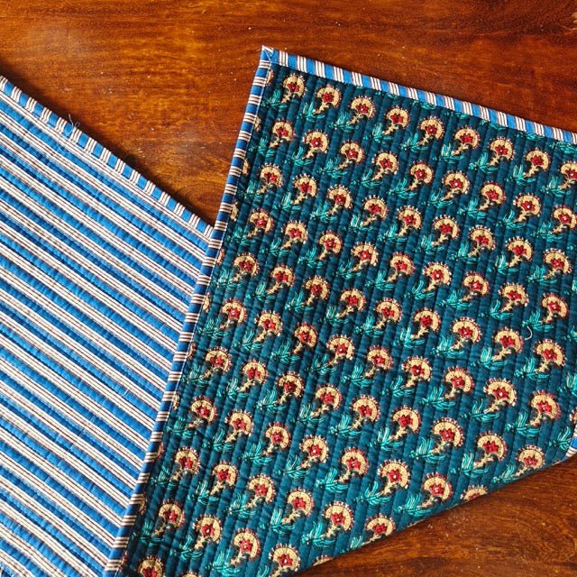 Chhapai Reversible Table Runner - Coral Slub -