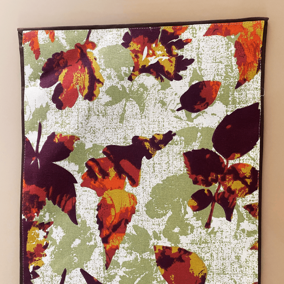 Chinar Printed Table Runner, 100% cotton, 13" x 72" - Coral Slub - 