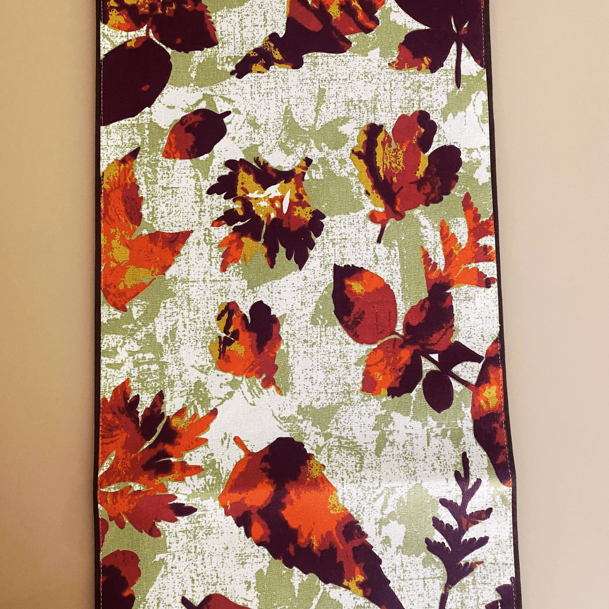 Chinar Printed Table Runner, 100% cotton, 13" x 72" - Coral Slub - 