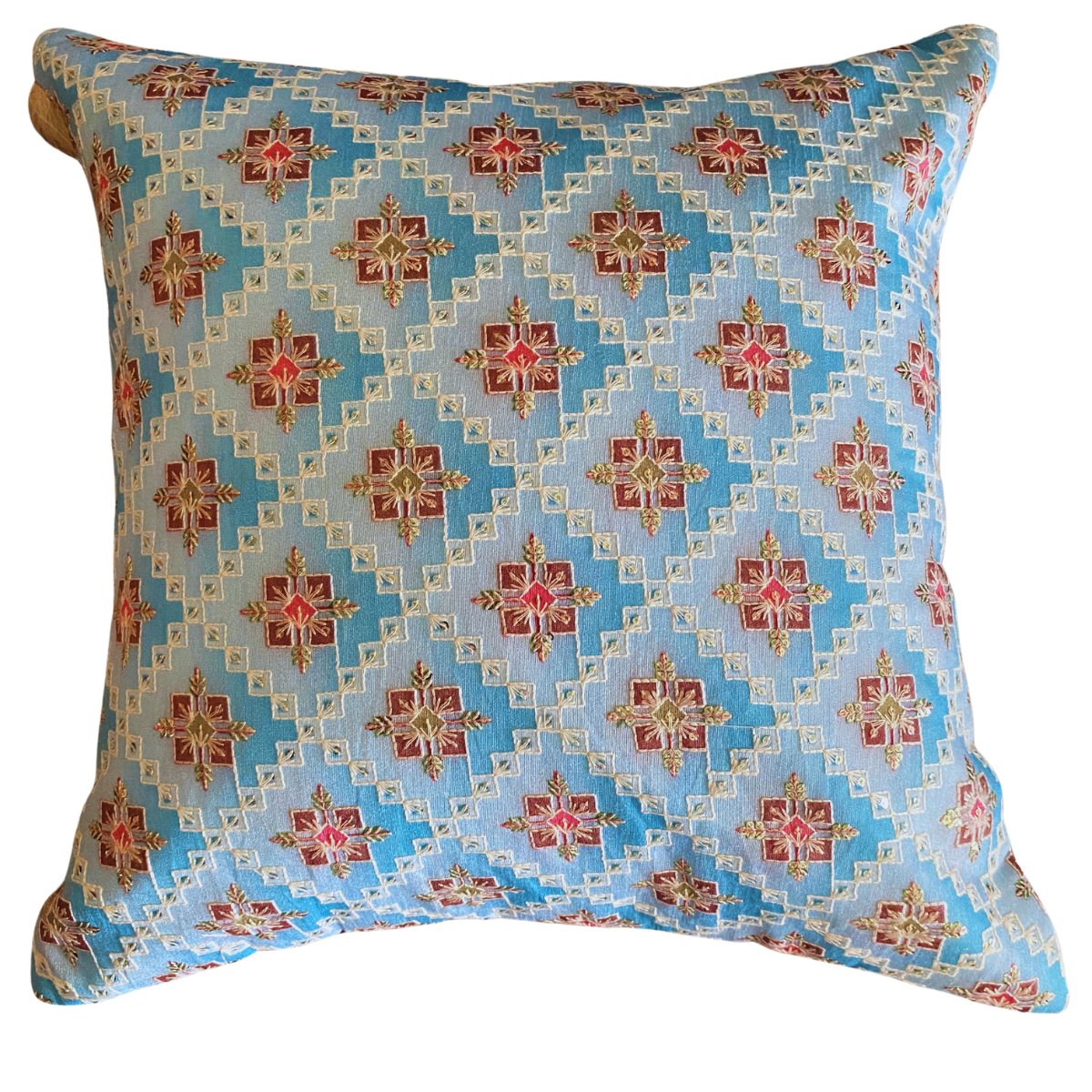 Chokhana Light Blue Cushion Cover, Pack of 1, 16" x 16" - Coral Slub - 