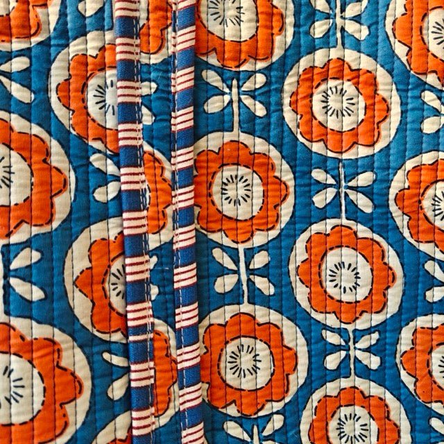 Citrus Petal Floral Printed Tote Bag - Coral Slub - 