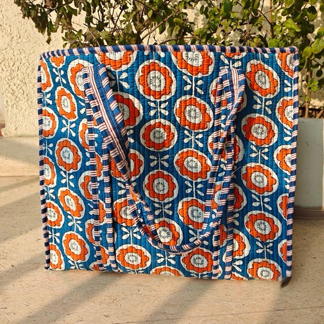 Citrus Petal Floral Printed Tote Bag - Coral Slub - 