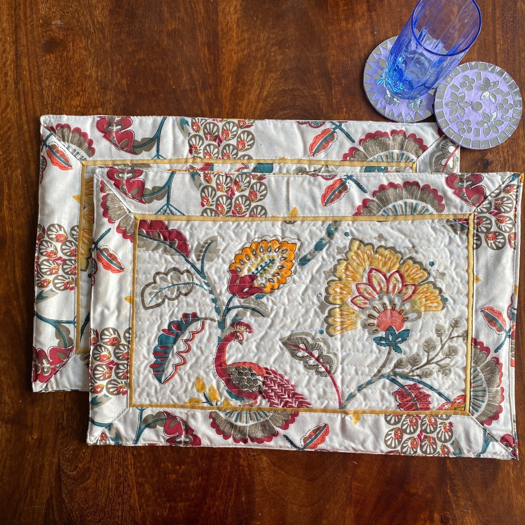 Confetti Toss Cotton Placemats, 13" x 19", Set of 2 - Coral Slub - 