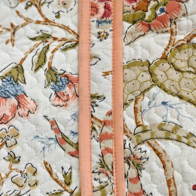 Coral Mist Botanic Print Tote Bag - Coral Slub - 