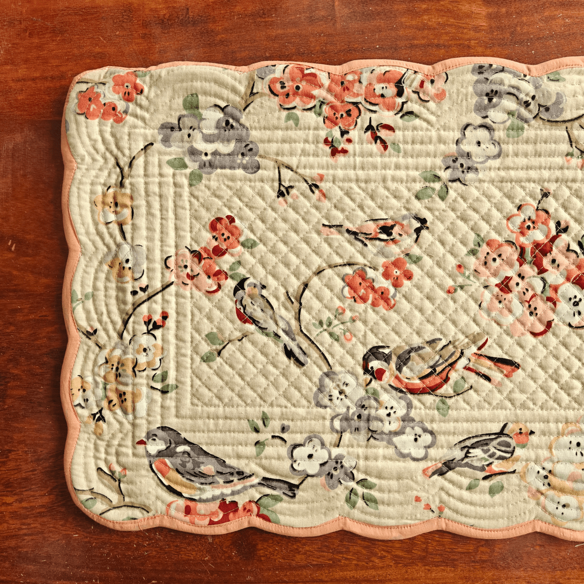 Coral Mist Quilted Reversible Placemats – 100% Cotton – Set of 6 - Coral Slub - 