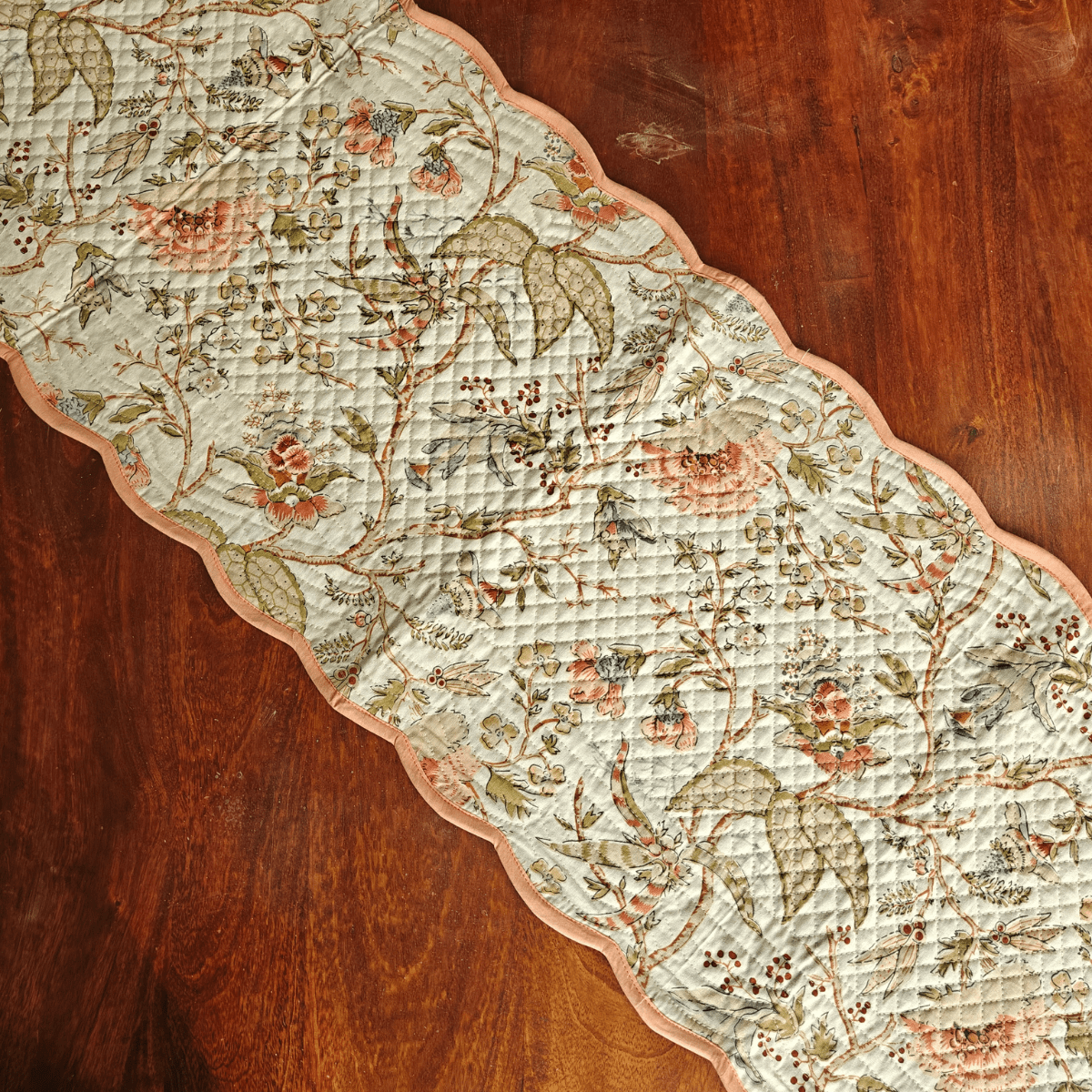 Coral Mist Reversible Table Runner, 100% cotton, 15" x 72" - Coral Slub - 