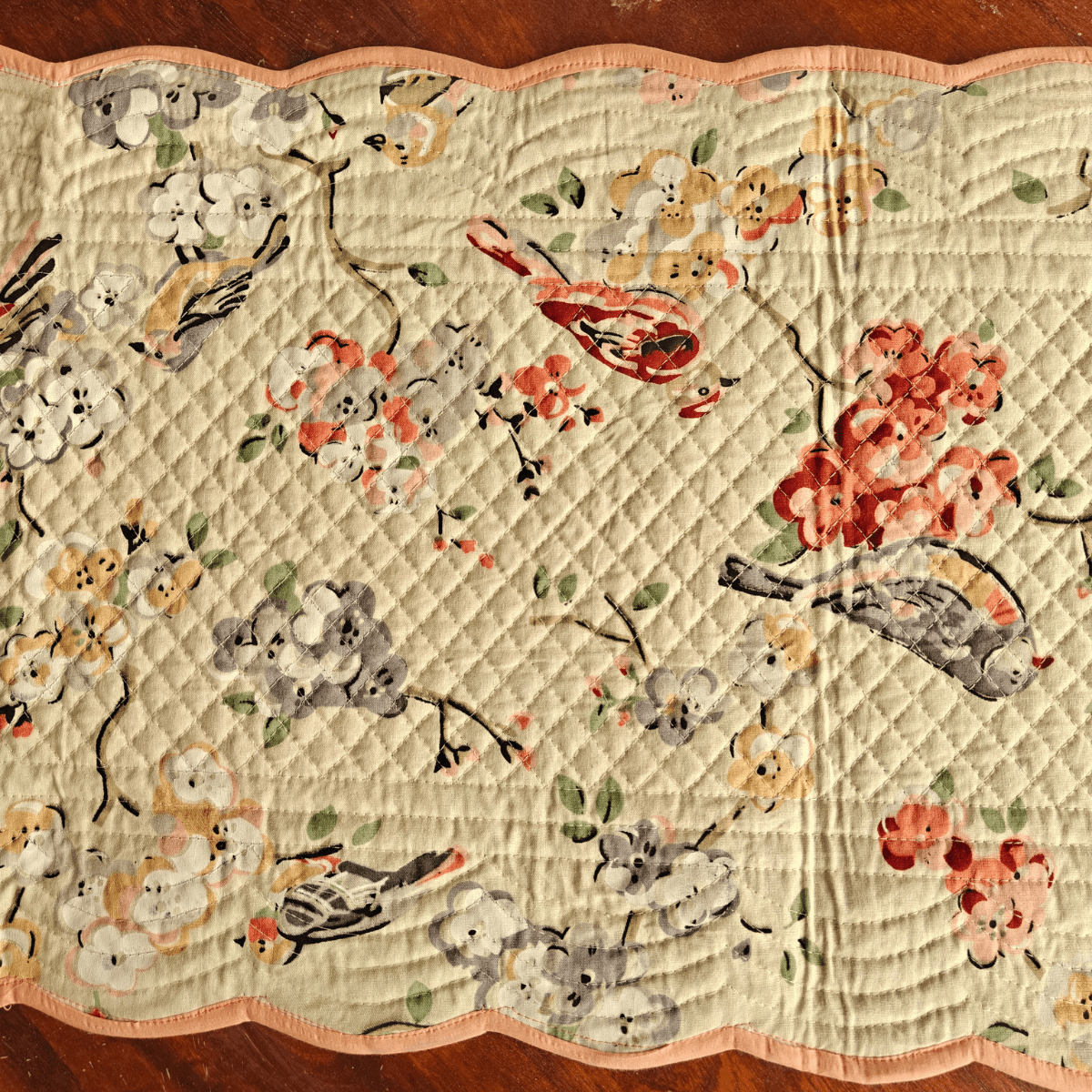 Coral Mist Reversible Table Runner, 100% cotton, 15" x 72" - Coral Slub - 