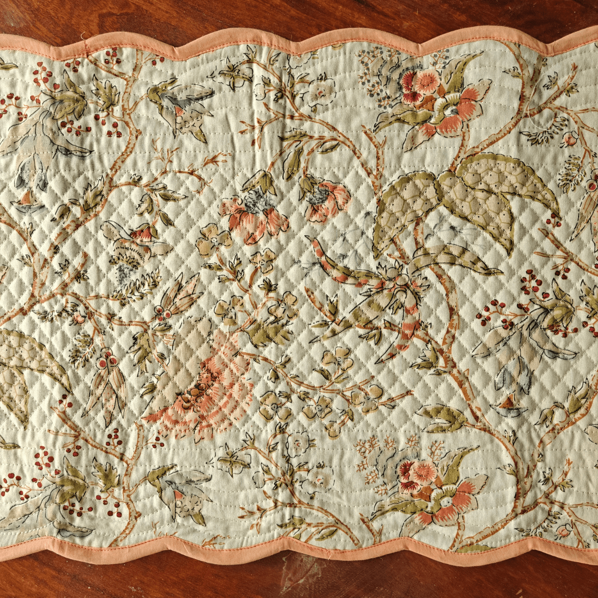 Coral Mist Reversible Table Runner, 100% cotton, 15" x 72" - Coral Slub - 