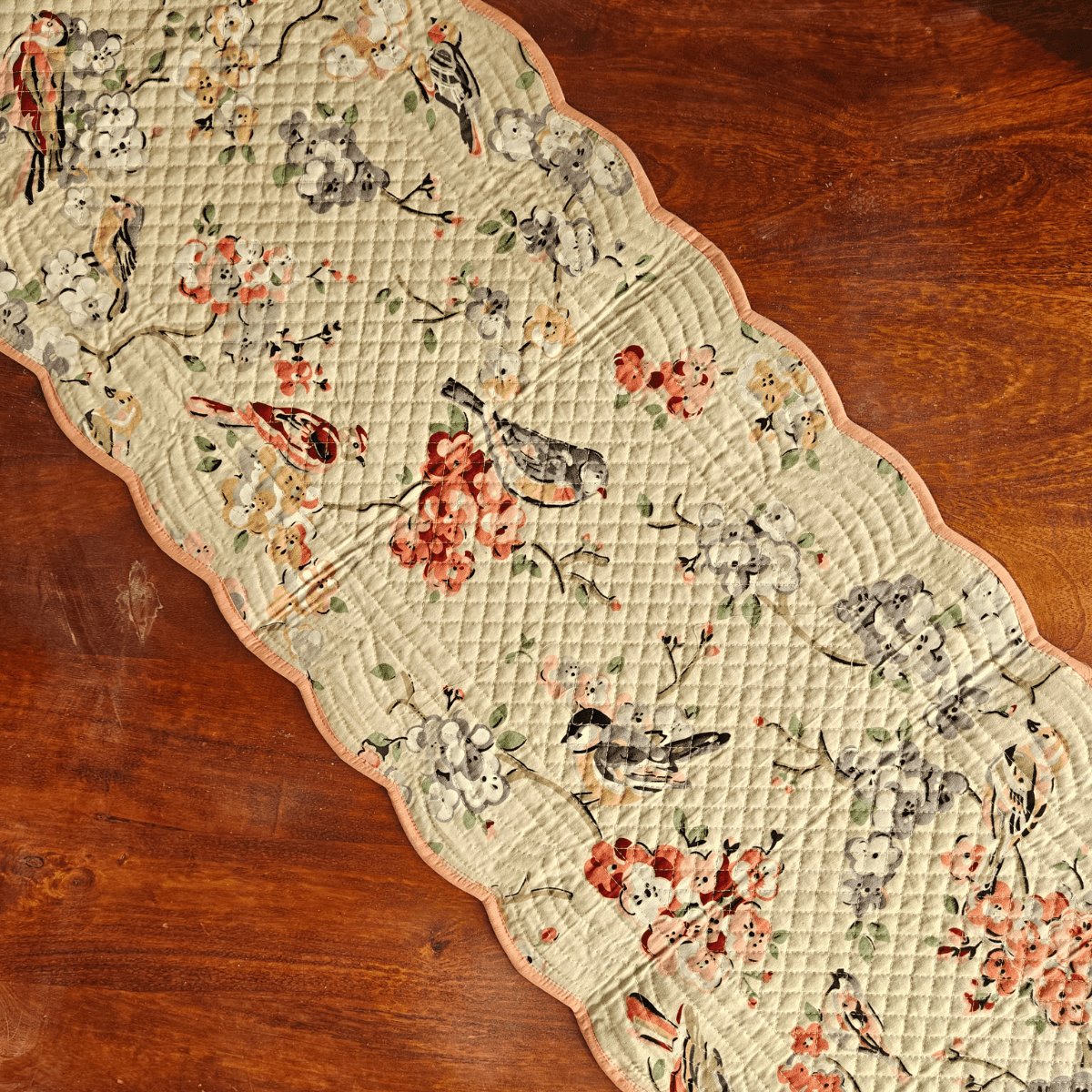 Coral Mist Reversible Table Runner, 100% cotton, 15" x 72" - Coral Slub - 