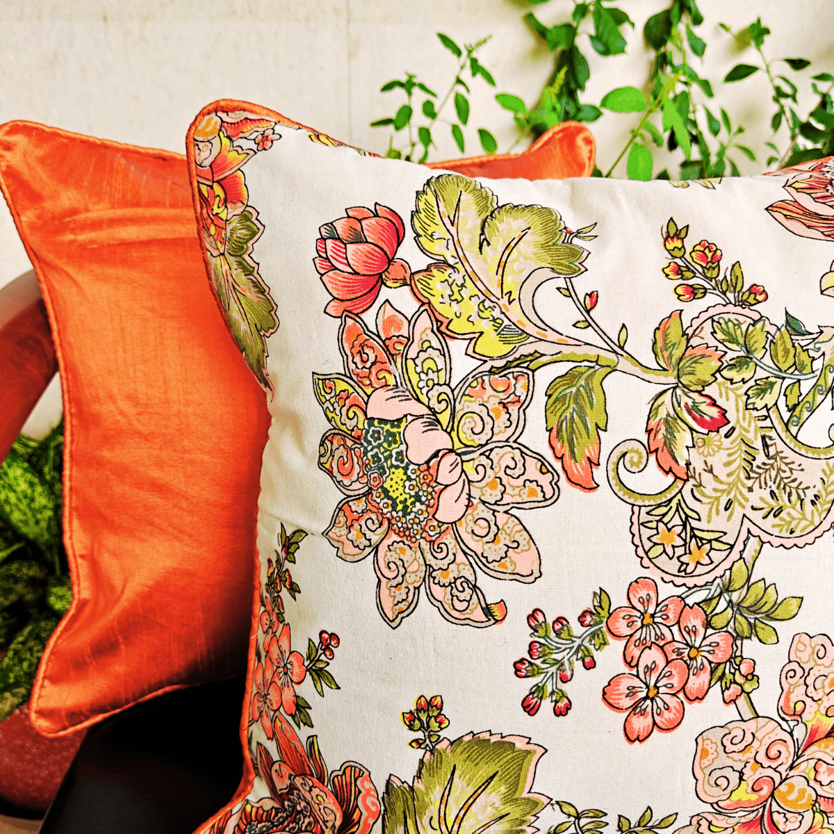 Coral Swirl Cushion Cover, 16" x 16", Pack of 2 - Coral Slub - 