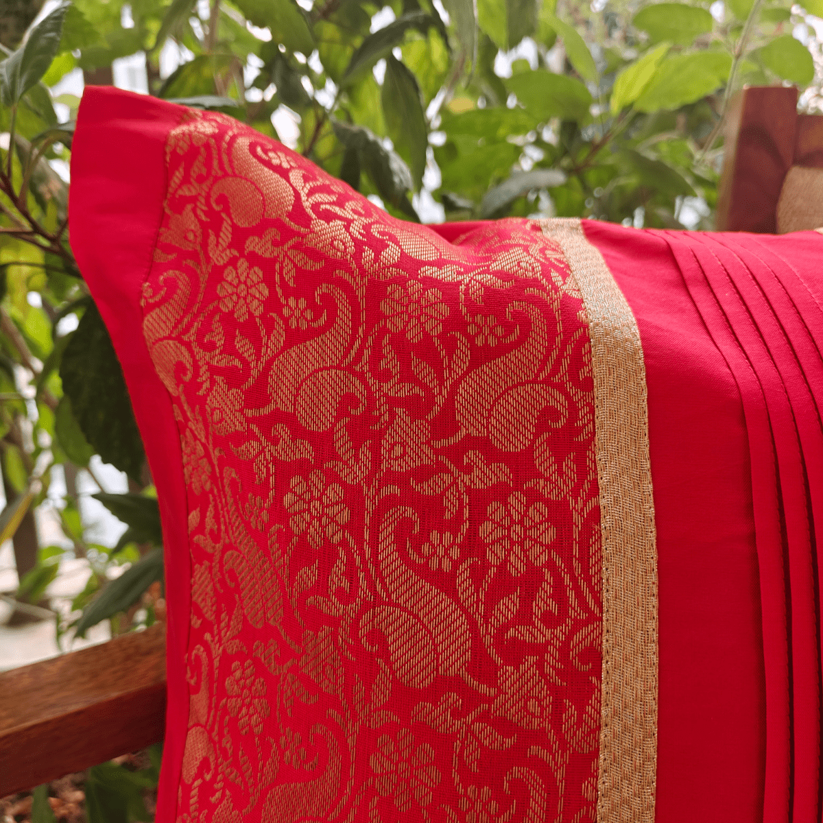 Crimson Cushion Cover, 16" x 16", Pack of 1 - Coral Slub - 