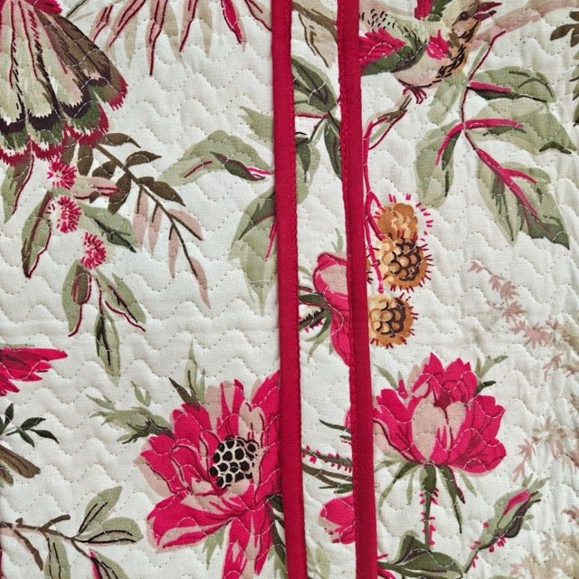 Crimson Meadow Botanic Print Tote Bag - Coral Slub - 