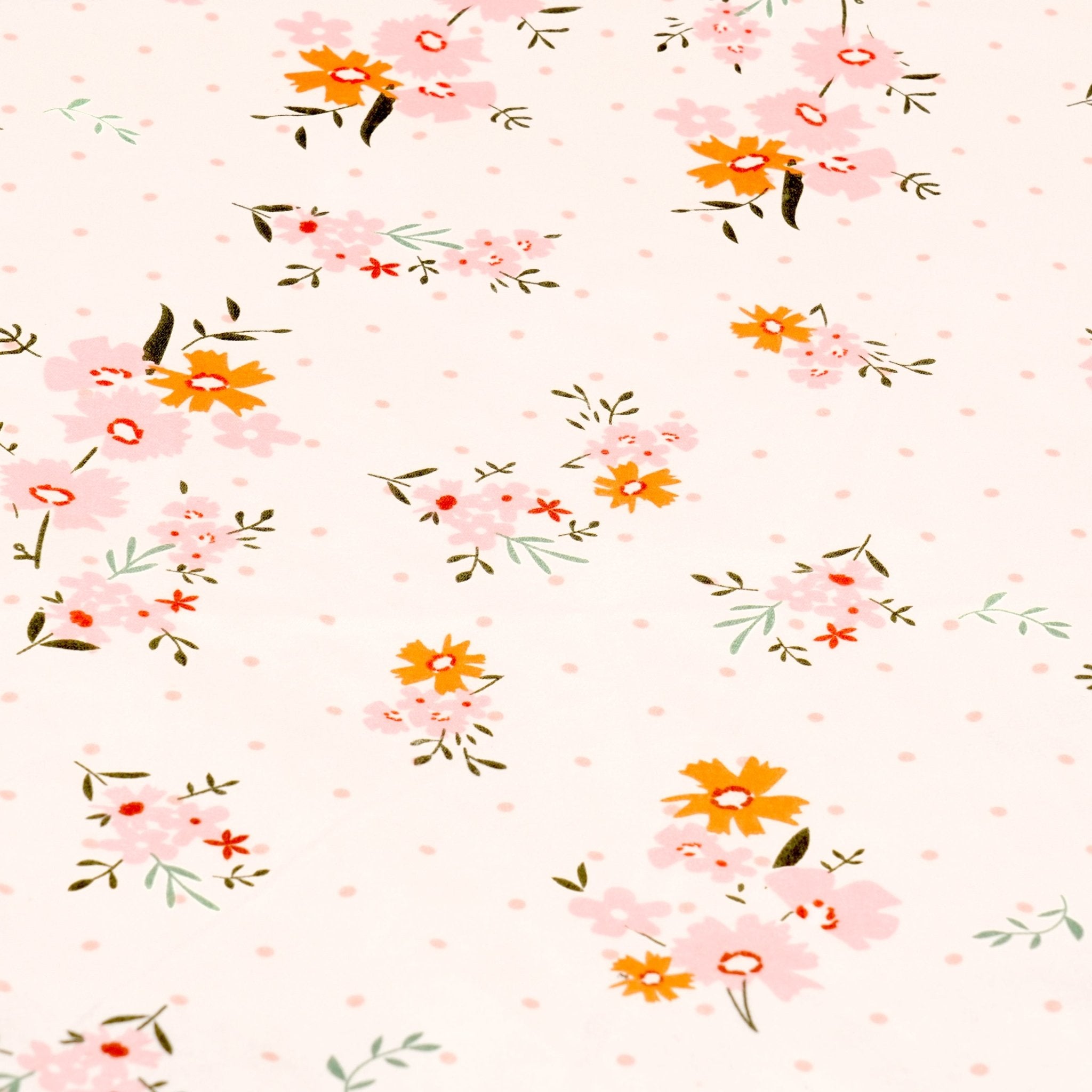 Dainty Bloom Double Bed Sheet Set, 90" x 100" - Coral Slub - 