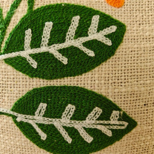 Dawn Cushion Cover Embroidered, 16" x 16", Pack of 1 - Coral Slub -