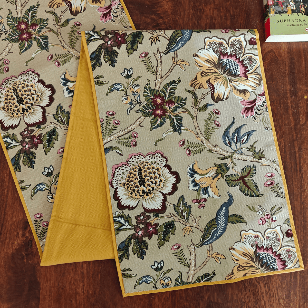 Dune Bloom Cotton Table Runner, 100% cotton, 13" x 72" - Coral Slub - 